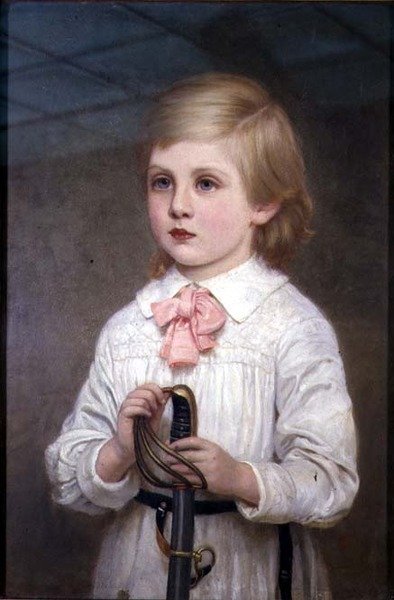 Puolipitkä muotokuva majuri Sir Guy Colin Campbellista, 4th Bt. lapsena (allekirjoitettu) tekijältä Kate Perugini