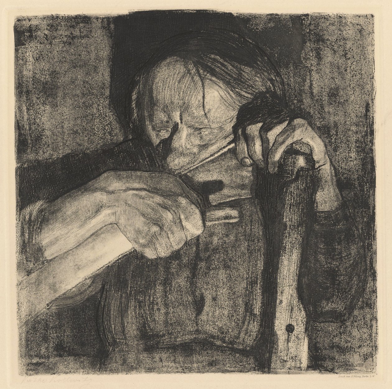 Heittää viikatteen. tekijältä Käthe Kollwitz