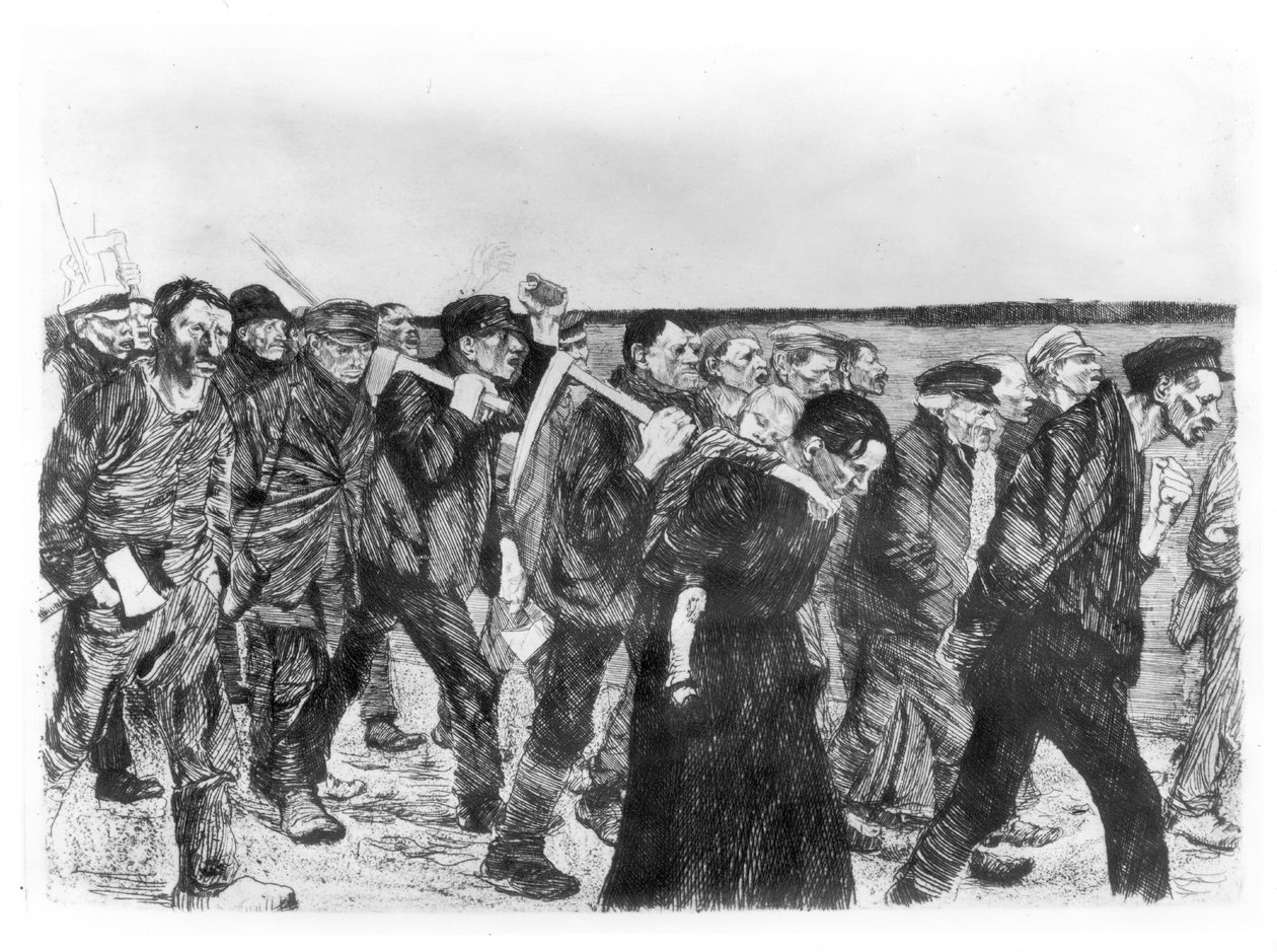 Weaversin marssi Berliinissä, 1897 tekijältä Käthe Kollwitz