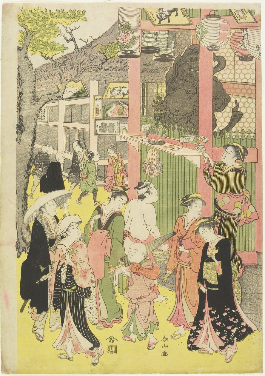 (väkijoukko Asakusa-temppelin portilla), 1782-1798 tekijältä Katsukawa Shunzan