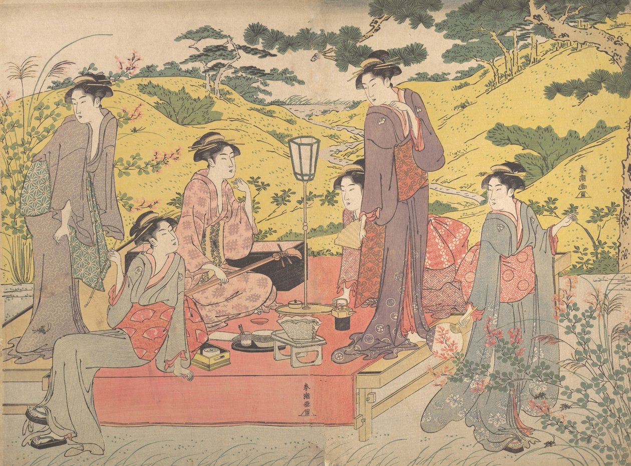 Piknik-juhla Hagiderassa, 1700-luvun loppu - 1800-luvun alku. tekijältä Katsukawa Shuncho