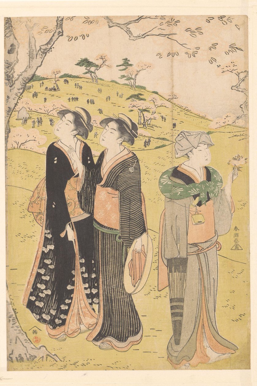 Admireu les flors de cirerer a Asukayama Finish tekijältä Katsukawa Shuncho