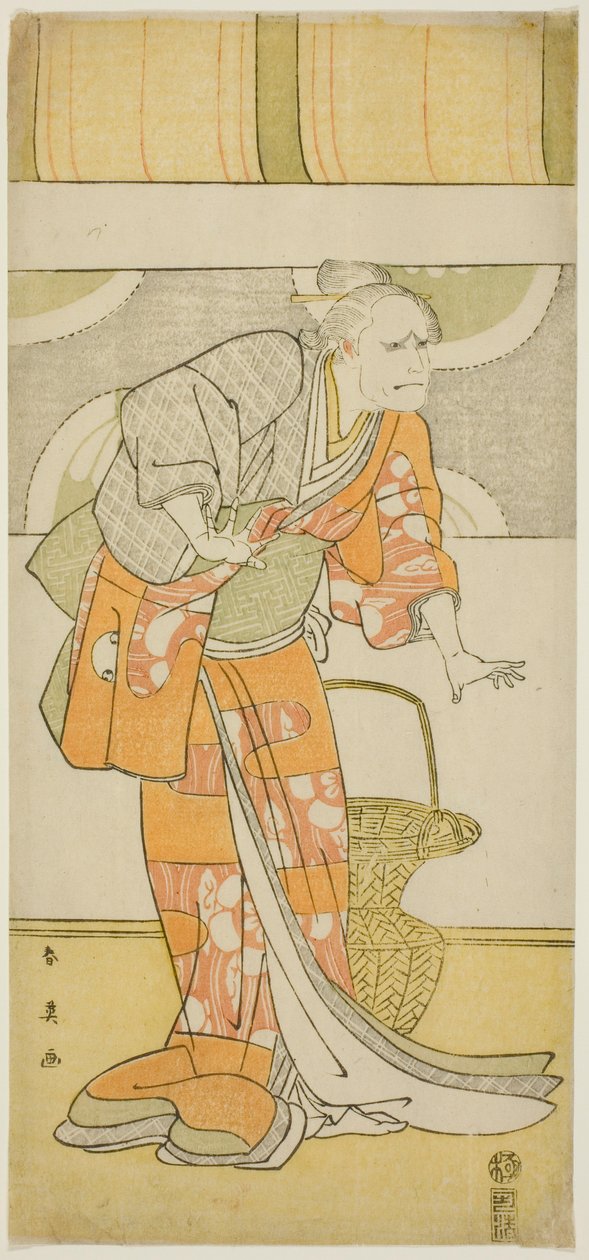 Näyttelijä Arashi Ryûzô II Hachijôn roolissa elokuvassa "Genji- ja Heike-klaanien pilarikalenteri" ("Gempei hashira-goyomi"). tekijältä Katsukawa Shun
