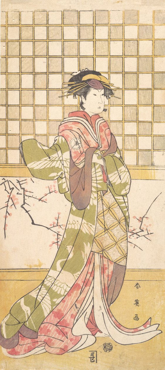 Iwai-klaanin näyttelijä naisena, n. 1795. tekijältä Katsukawa Shun