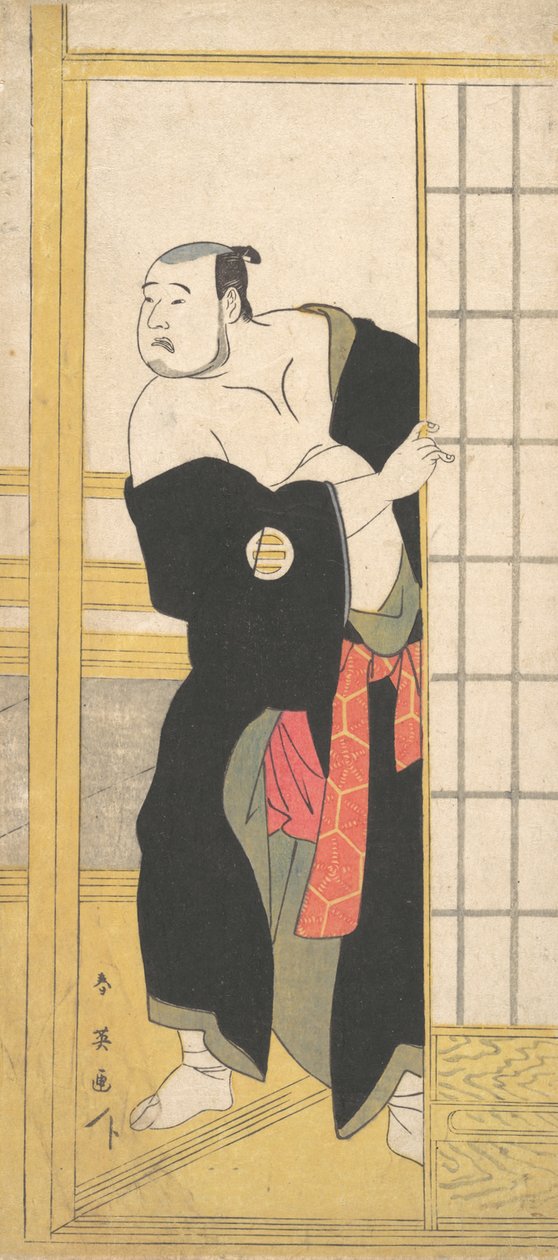 Asao Tamesaburo jämäkänä miehenä vihreällä kimonolla, n. 1795. tekijältä Katsukawa Shun