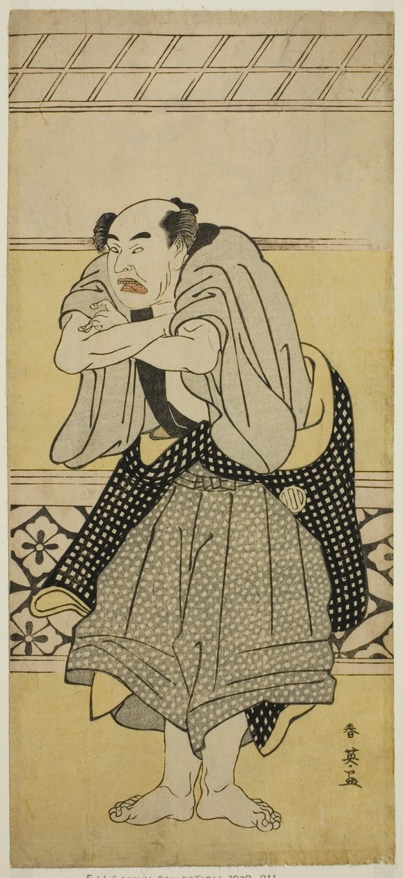 Näyttelijä Asao Tamejuro I juopuneena Gotobei näytelmässä Yoshitsune Koshigoe Jo, joka esitettiin Ichimura-teatterissa yhdeksännessä kuussa vuonna 1790. tekijältä Katsukawa Shun