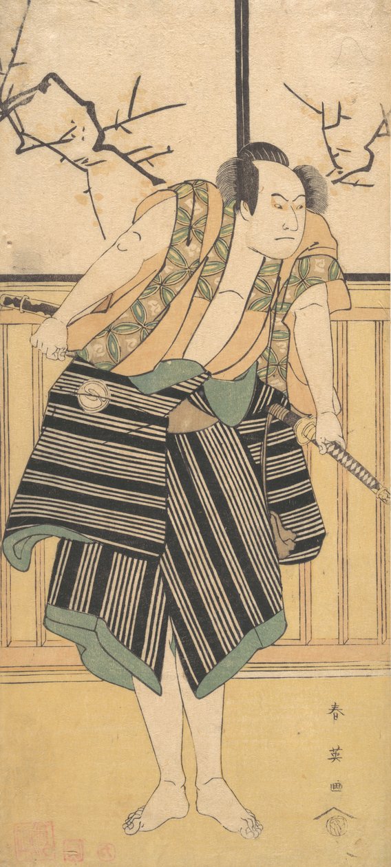 Kolmas Sawamura Sojuro miehenä seisovana huoneessa, n. 1793. tekijältä Katsukawa Shun