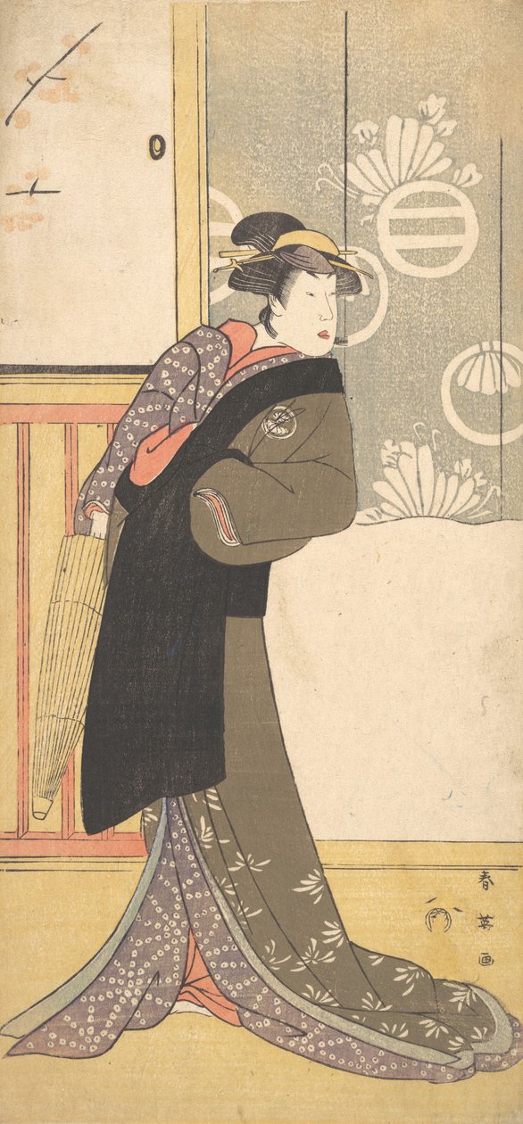 Kolmas Segawa Kikunojo Mairurun roolissa, 2. kuukausi, 1789. tekijältä Katsukawa Shun