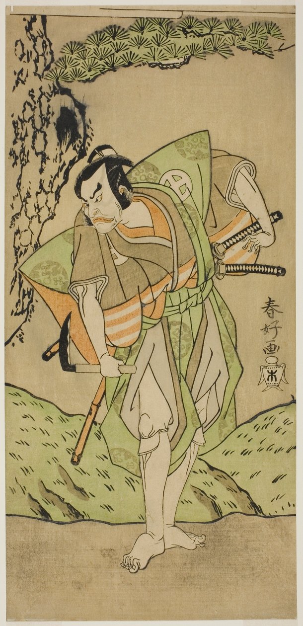 Näyttelijä Otani Hiroemon III Osada no Zenjo Kagemunena näytelmässä Izu-goyomi Shibai no Ganjitsu (Izu-kalenterin ensimmäinen esityspäivä), joka esitettiin Morita-teatterissa yhdentoista kuukauden ensimmäisenä päivänä vuonna 1772. tekijältä Katsukawa Shunkо̄