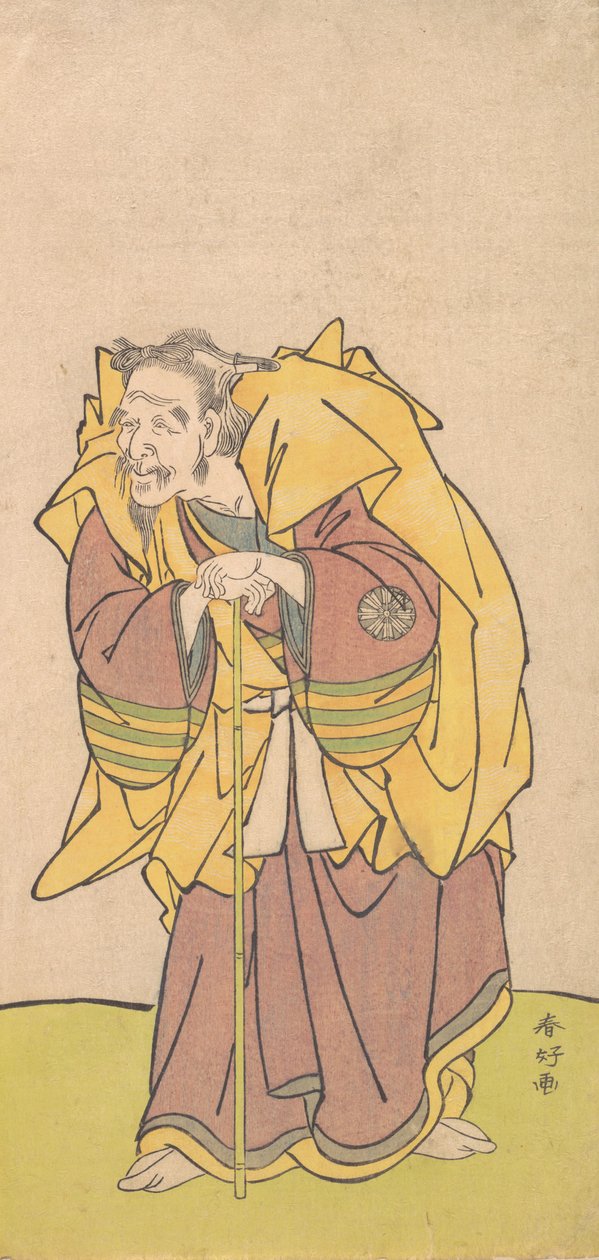 Nakamura Tomijuro vanhana miehenä niukkapartaisena, n. 1780. tekijältä Katsukawa Shunko