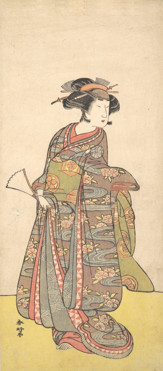 Ensimmäinen Nakamura Tomijuro naisena, luultavasti 1777. tekijältä Katsukawa Shunko