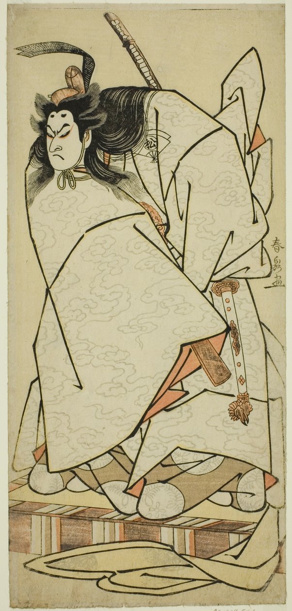Näyttelijä Onoe Matsusuke I Ashikaga Takaujina näytelmässä Kumoi no Hana Yoshino no Wakamusha, esitettiin Nakamura-teatterissa yhdestoista kuukaudessa, 1786 tekijältä Katsukawa Shunsen