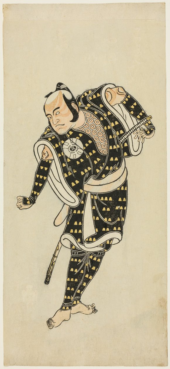 Näyttelijä Bandô Matatarô IV Gempachibyôena elokuvassa "Snowflakes: Plum Blossoms Kaomise" ("Mutsu no hana ume no kaomise") tekijältä Katsukawa Shunsho