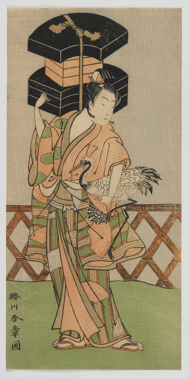 Kabuki-näyttelijä Nakamura Noshio fanitoimittajana, Edo-kausi, 1770-luvun puoliväli (värillinen puupalikkaprintti) tekijältä Katsukawa Shunsho