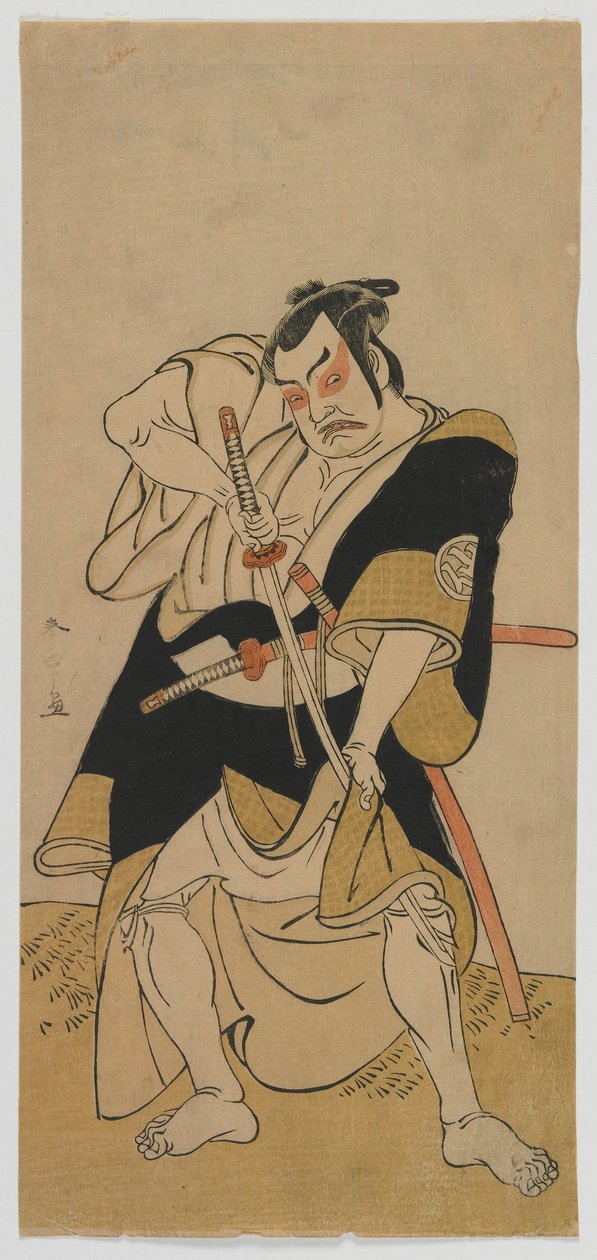 Kabuki-näyttelijä Nakamura Sukegoro II samuraina, Edo-kausi, 1770-luvun loppu (värillinen puupalikkaprintti) tekijältä Katsukawa Shunsho