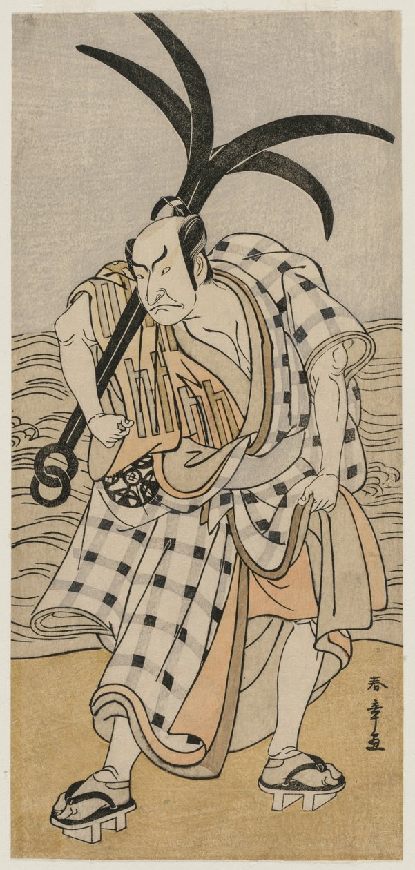 Nakamura Nakazo I kaupunkimiehenä, joka pitää ankkuria, n. 1780. tekijältä Katsukawa Shunsho
