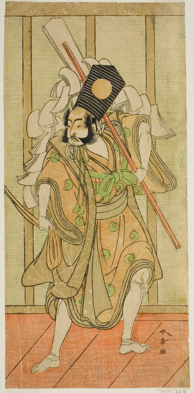 Näyttelijä Arashi Sangoro II Asahina Saburona näytelmässä Iro Maki-e Soga no Sakazuki, esitettiin Morita-teatterissa ensimmäisenä kuukautena, 1773 tekijältä Katsukawa Shunsho