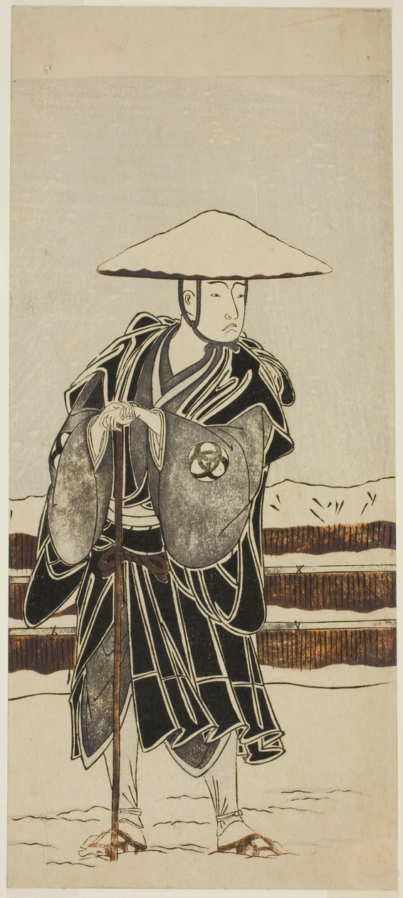 Näyttelijä Bando Mitsugoro I apotti Saimyo-ji Tokiyorina, munkina naamioituneena, Joruri "Onna Hachi no Ki" (naispuolinen versio pelistä "The Potted Trees") näytelmän Onna Aruji Hatsuyuki no Sekai (A) toisessa osassa. Nainen mestarina: Ensimmäisen lumen ma tekijältä Katsukawa Shunsho