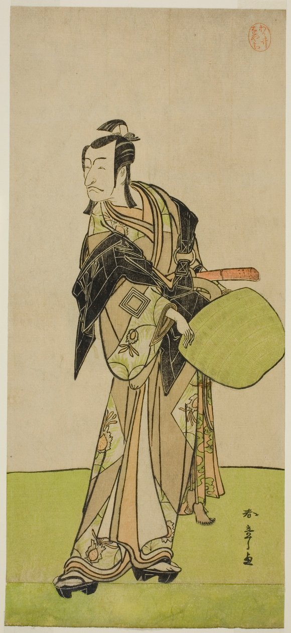 Näyttelijä Ichikawa Danjuro V Kakogawa Honzon roolissa näytelmässä Kanadehon Chushin Nagori no Kura, esitettiin Nakamura-teatterissa yhdeksännessä kuussa, 1780 tekijältä Katsukawa Shunsho