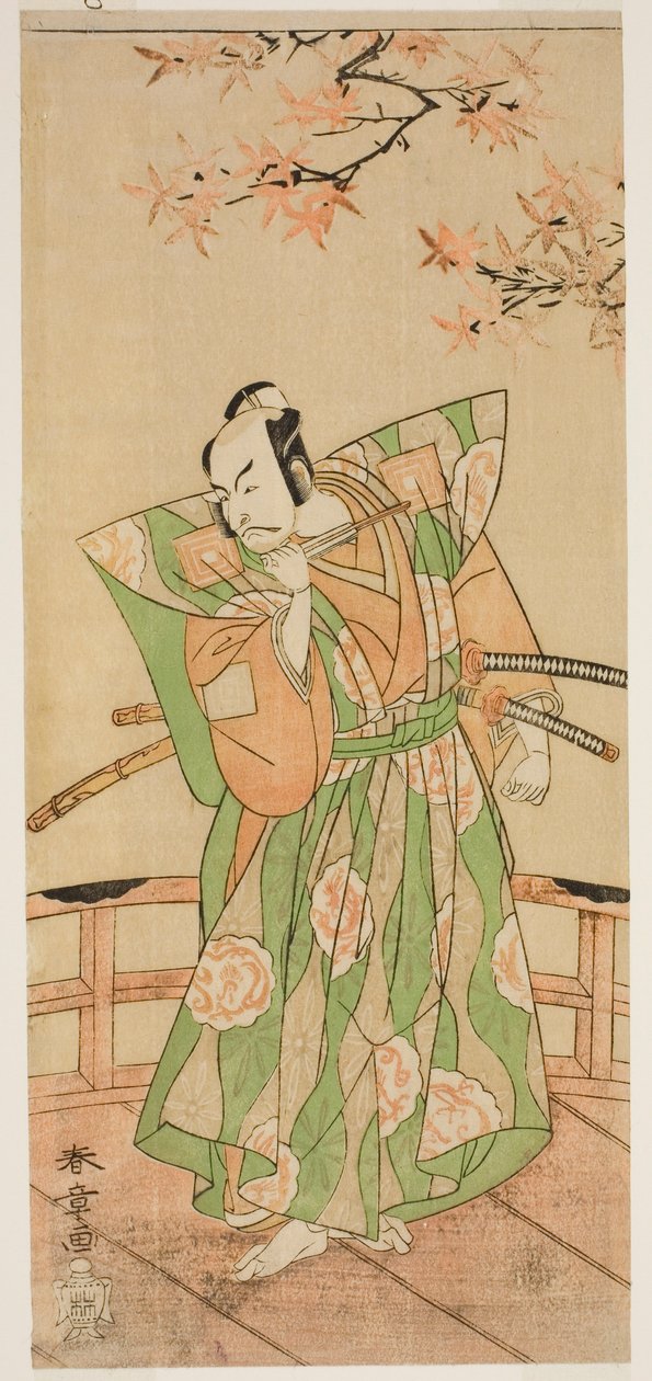 The Actor Ichikawa Danjuro V as Momonoi Wakasanosuke Yasuchika (?) in the Play Kanadehon Chushingura (?), Performed at the Nakamura Theater (?) in the Fifth Month, 1771 (?) tekijältä Katsukawa Shunsho