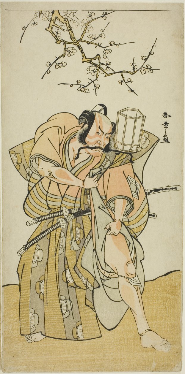 Näyttelijä Ichikawa Danzo IV Kamakura no Gongoro Kagemasa, näytelmän viidennessä kohtauksessa Nishiki Tsui no Yumitori (A Dandyish Brocade: Opposing Warriors), esitettiin Morita-teatterissa yhdestoista kuukaudessa, 1778 tekijältä Katsukawa Shunsho