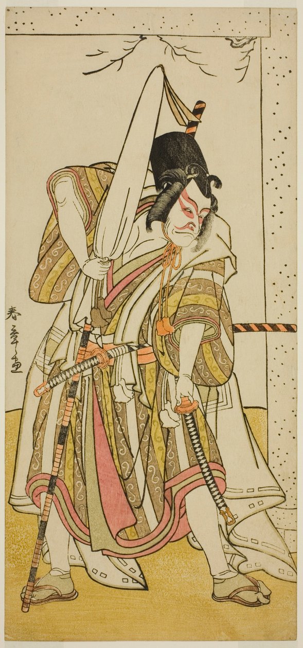 Näyttelijä Ichikawa Ebizo III Matsuo-maruna näytelmässä Sugawara Denju Tenarai Kagami, esitettiin Ichimura-teatterissa seitsemännessä kuussa, 1776 tekijältä Katsukawa Shunsho