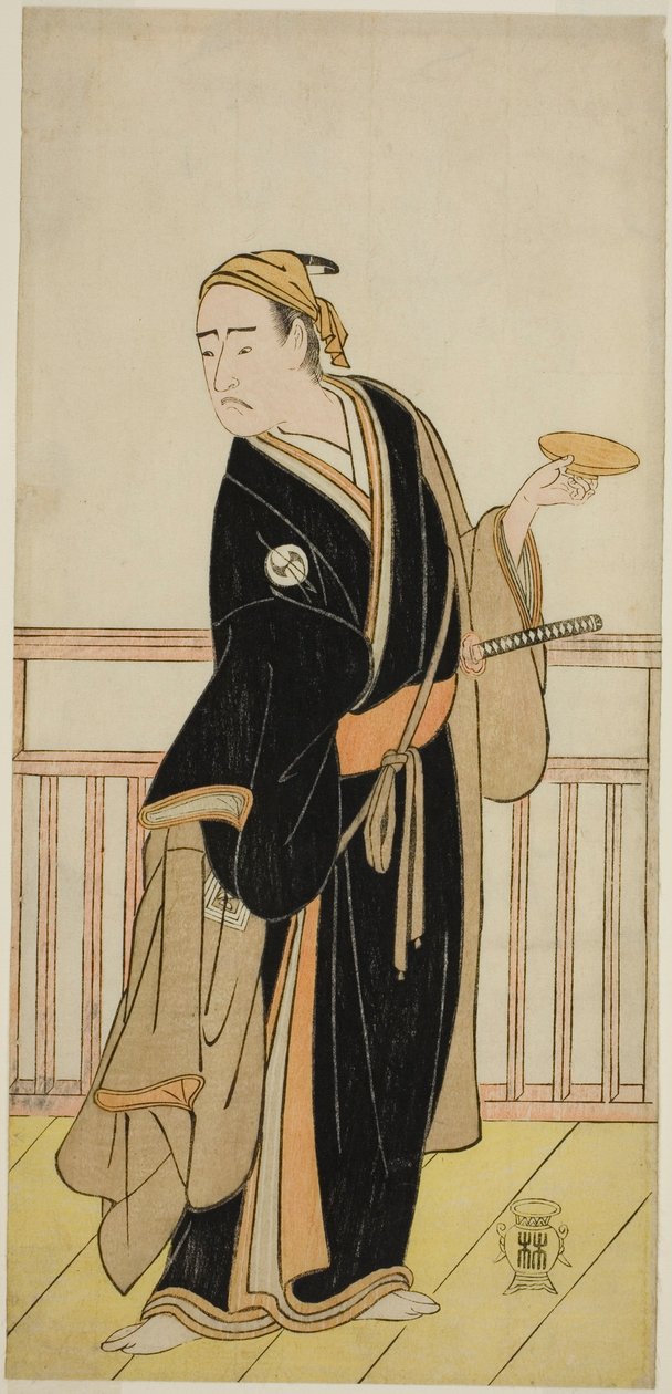 Näyttelijä Ichikawa Yaozo III Oboshi Yuranosukena näytelmässä Kanadehon Chushingura, joka esitettiin Nakamura-teatterissa viidennessä kuussa, 1786 tekijältä Katsukawa Shunsho