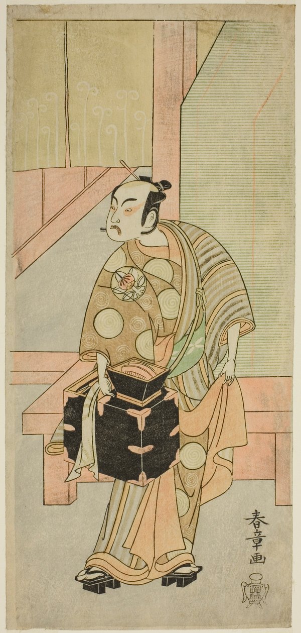 Tea C ja r Ichimura Uzaemon I X As Te Cup rd Rese r Komagata Ikkaku Member Te Pay Fujin lumikirjanpitäjä esiintyy Te Ichimura Te First Gate th, 1770 tekijältä Katsukawa Shunsho