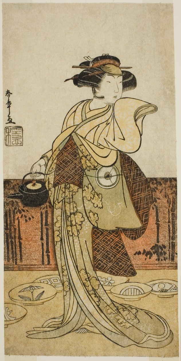 Näyttelijä Iwai Hanshiro IV Tsukisayona näytelmässä Gohiiki Nenne Soga, esitettiin Nakamura-teatterissa ensimmäisenä kuukautena, 1779 tekijältä Katsukawa Shunsho