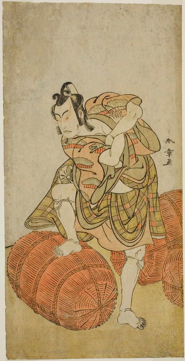 Näyttelijä Matsumoto Koshiro IV Matsuo-maruna näytelmässä Sugawara Denju Tenarai Kagami, joka esitettiin Nakamura-teatterissa neljännessä kuukaudessa, 1779 tekijältä Katsukawa Shunsho