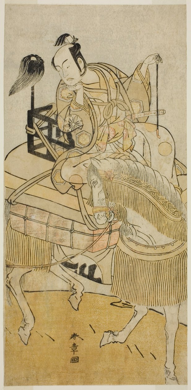 Näyttelijä Matsumoto Koshiro IV Ogata no Saburona Naamioituna Matsuura Saemoniksi näytelmässä Ichi no Tomi Tsuki no Kaomise, esitettiin Morita-teatterissa yhdestoista kuukaudessa, 1774 tekijältä Katsukawa Shunsho