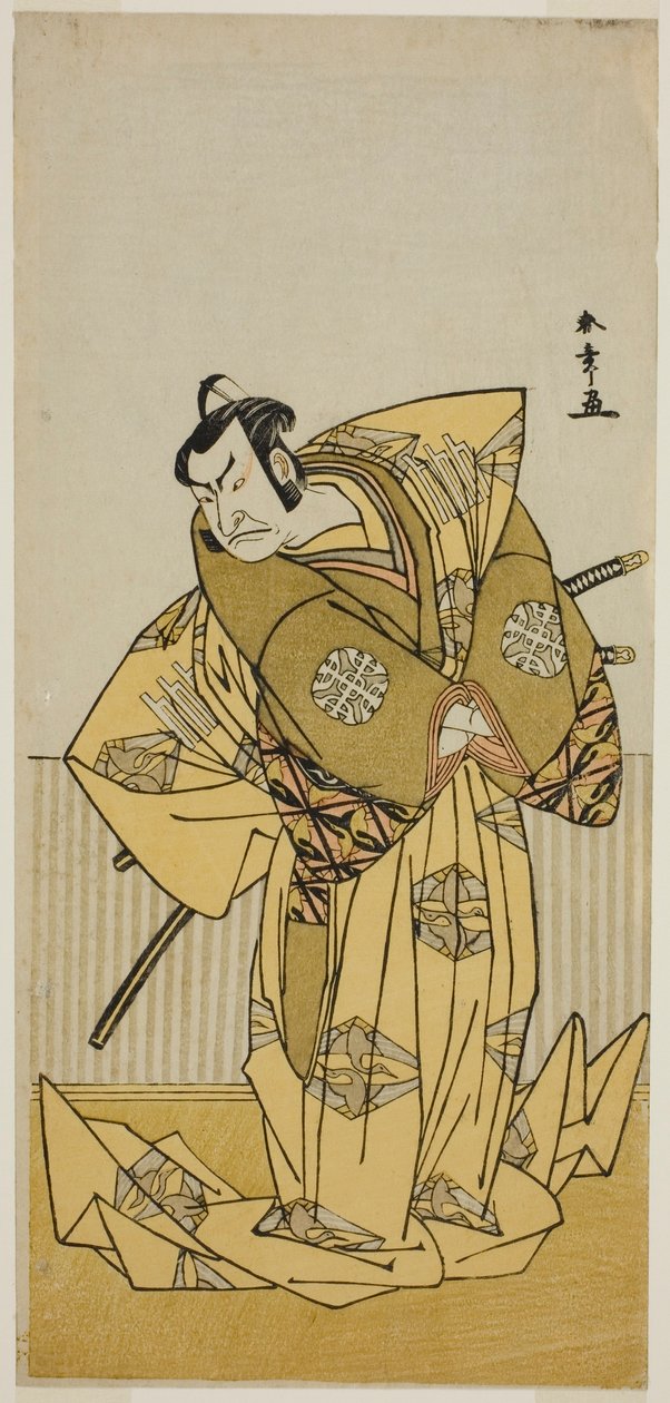 Näyttelijä Nakamura Nakazo I Kudo Sukestunena (?) näytelmässä Kokimazete Takao Soga (?), joka esitettiin Ichimura-teatterissa (?) toisessa kuussa, 1778 tekijältä Katsukawa Shunsho