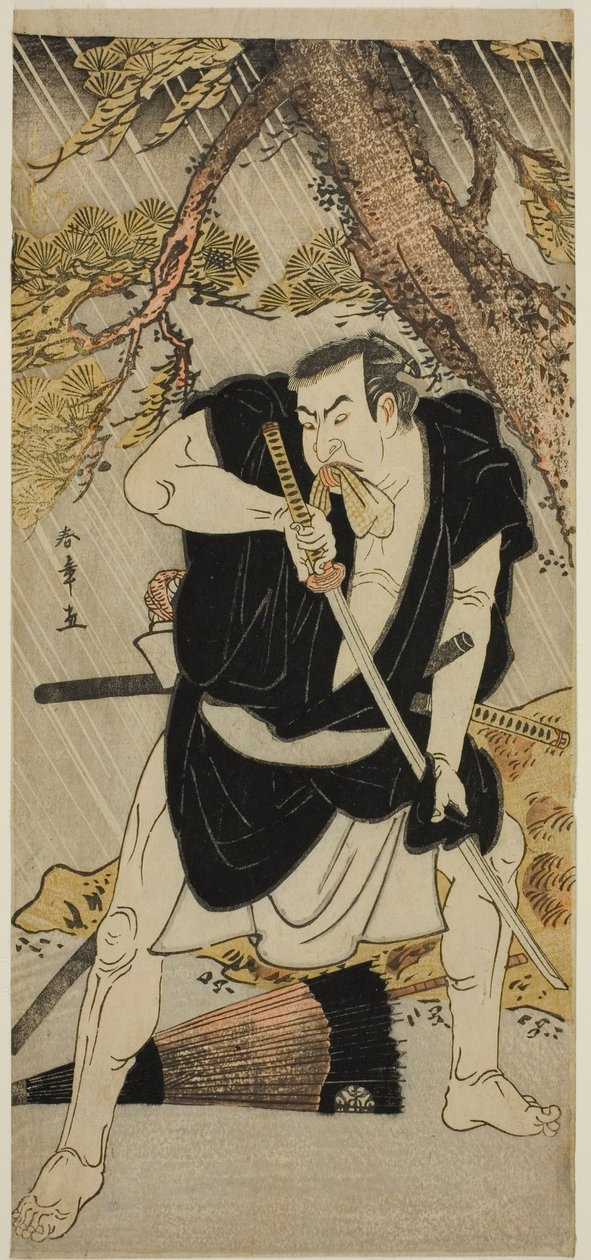 Näyttelijä Nakamura Nakazo I Ono Sadakurona näytelmässä Kanadehon Chushingura, joka esitettiin Ichimura-teatterissa kuudennessa kuukaudessa, 1783 tekijältä Katsukawa Shunsho