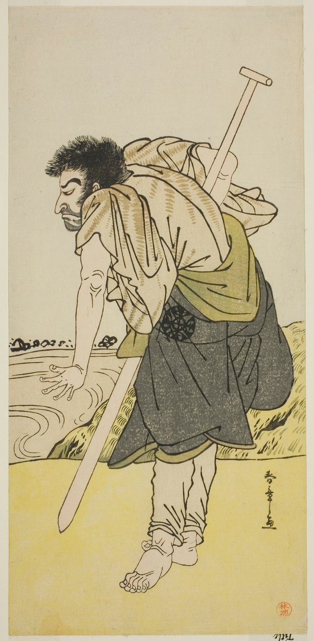 Näyttelijä Nakamura Nakazo I Renegade-munkki Dainichibon roolissa näytelmässä Edo Meisho Midori Soga, esitettiin Morita-teatterissa toisessa kuussa, 1779 tekijältä Katsukawa Shunsho
