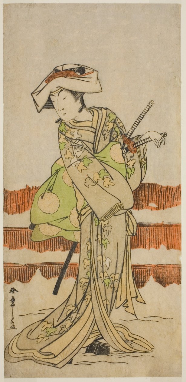 Näyttelijä Onoe Kikugoro I Tonasena näytelmässä Kanadehon Chushin Nagori no Kura, esitettiin Nakamura-teatterissa yhdeksännessä kuussa, 1780 tekijältä Katsukawa Shunsho