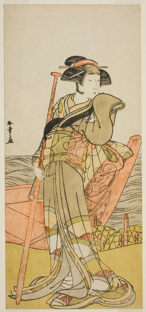 Näyttelijä Onoe Matsusuke I Akoyana näytelmässä Edo Meisho Midori Soga, esitettiin Morita-teatterissa toisessa kuussa, 1779 tekijältä Katsukawa Shunsho