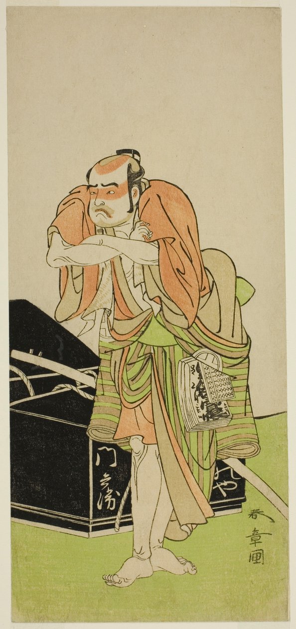 Näyttelijä Otani Tomoemon I Kawatabiya Mombein roolissa näytelmässä Oyoroi Ebido Shinozuka, joka esitettiin Nakamura-teatterissa yhdestoista kuukaudessa, 1772 tekijältä Katsukawa Shunsho