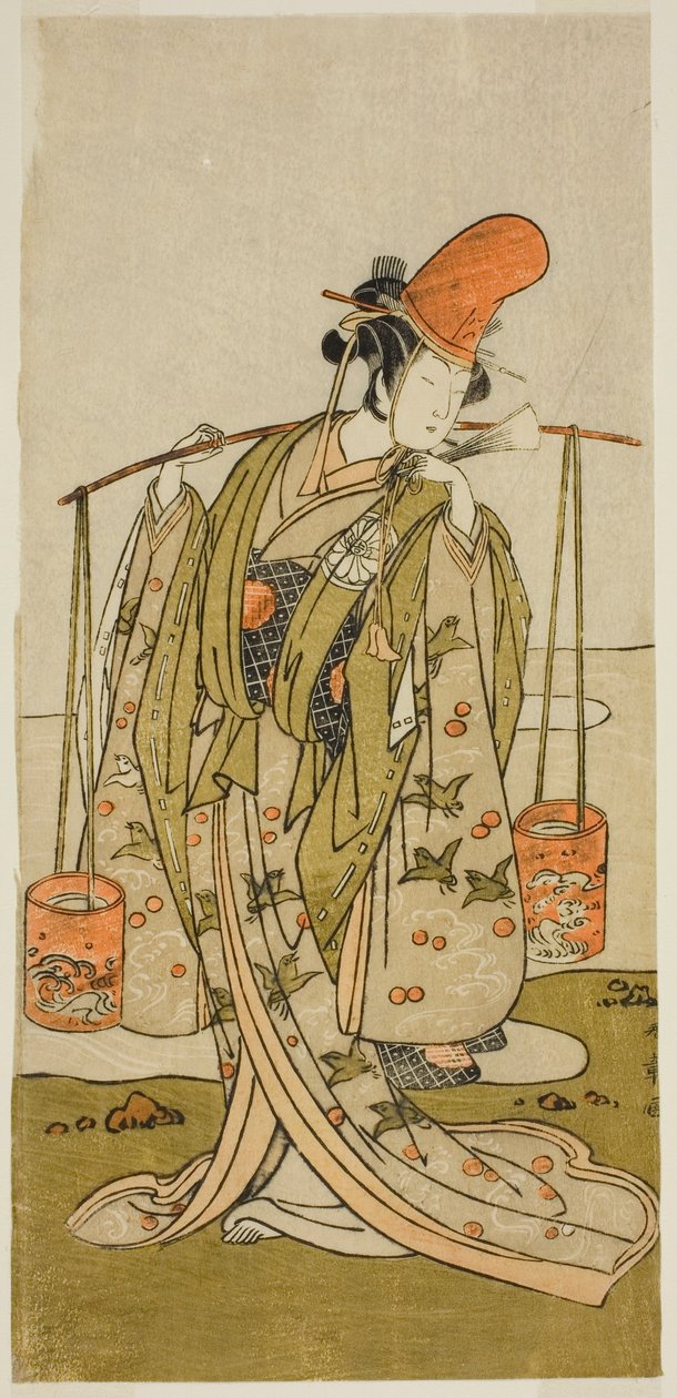 Näyttelijä Segawa Kitsuji III Murasamenä näytelmässä Gohiiki Kanjincho, esitettiin Nakamura-teatterissa yhdestoista kuukaudessa, 1773 tekijältä Katsukawa Shunsho