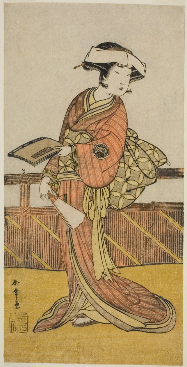 Yamashita Kinsaku II Oishina (?) näytelmässä Kanadehon Chushin Nagori no Kura (?), joka esitettiin Nakamora-teatterissa yhdeksännessä kuussa, 1780 (?) tekijältä Katsukawa Shunsho