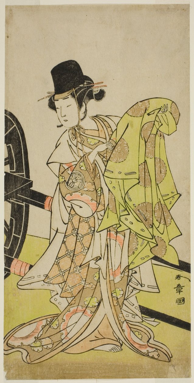 Näyttelijä Yamashita Kinsaku II Tsukimasuna, Sakura-maruna näytelmässä Miya-bashira Iwao no Butai, esitettiin Morita-teatterissa seitsemännessä kuussa, 1773 tekijältä Katsukawa Shunsho