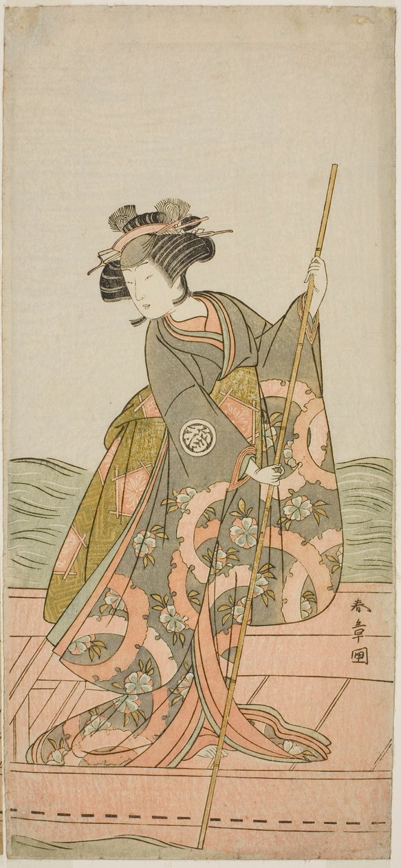 Näyttelijä Yoshizawa Iroha I prinsessa Yosooina (Yosooi Hime) näytelmässä Kikujido Shuen no Iwaya, joka esitettiin Morita-teatterissa yhdestoista kuukaudessa, 1775 tekijältä Katsukawa Shunsho