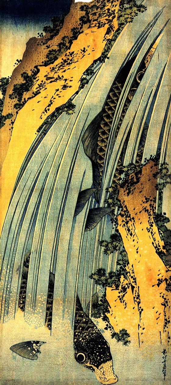 Kaksi karppia kaskadissa tekijältä Katsushika Hokusai