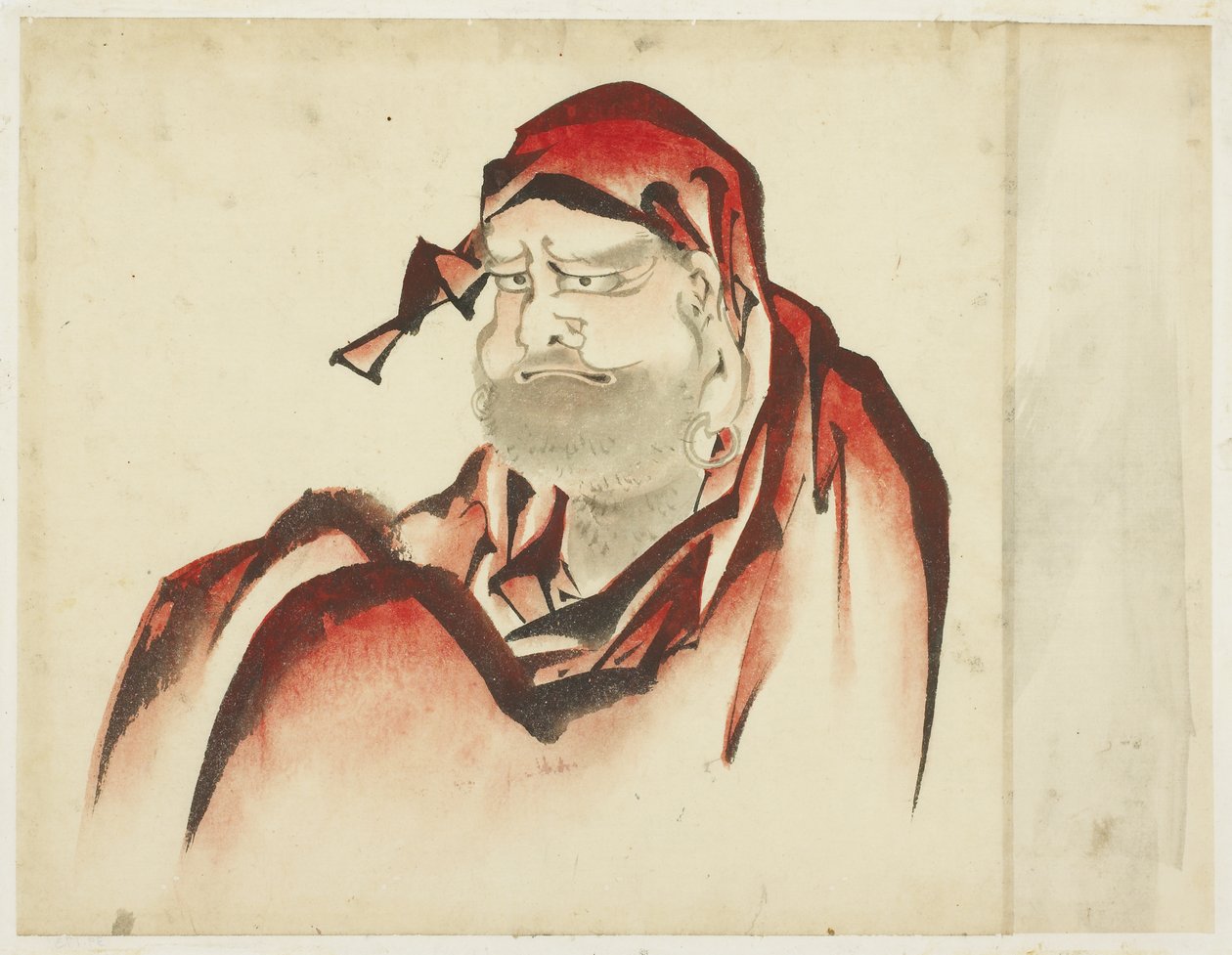 Red-Robed Daruma, n. 1815-1849 (muste ja väri paperille) tekijältä Katsushika (school of) Hokusai