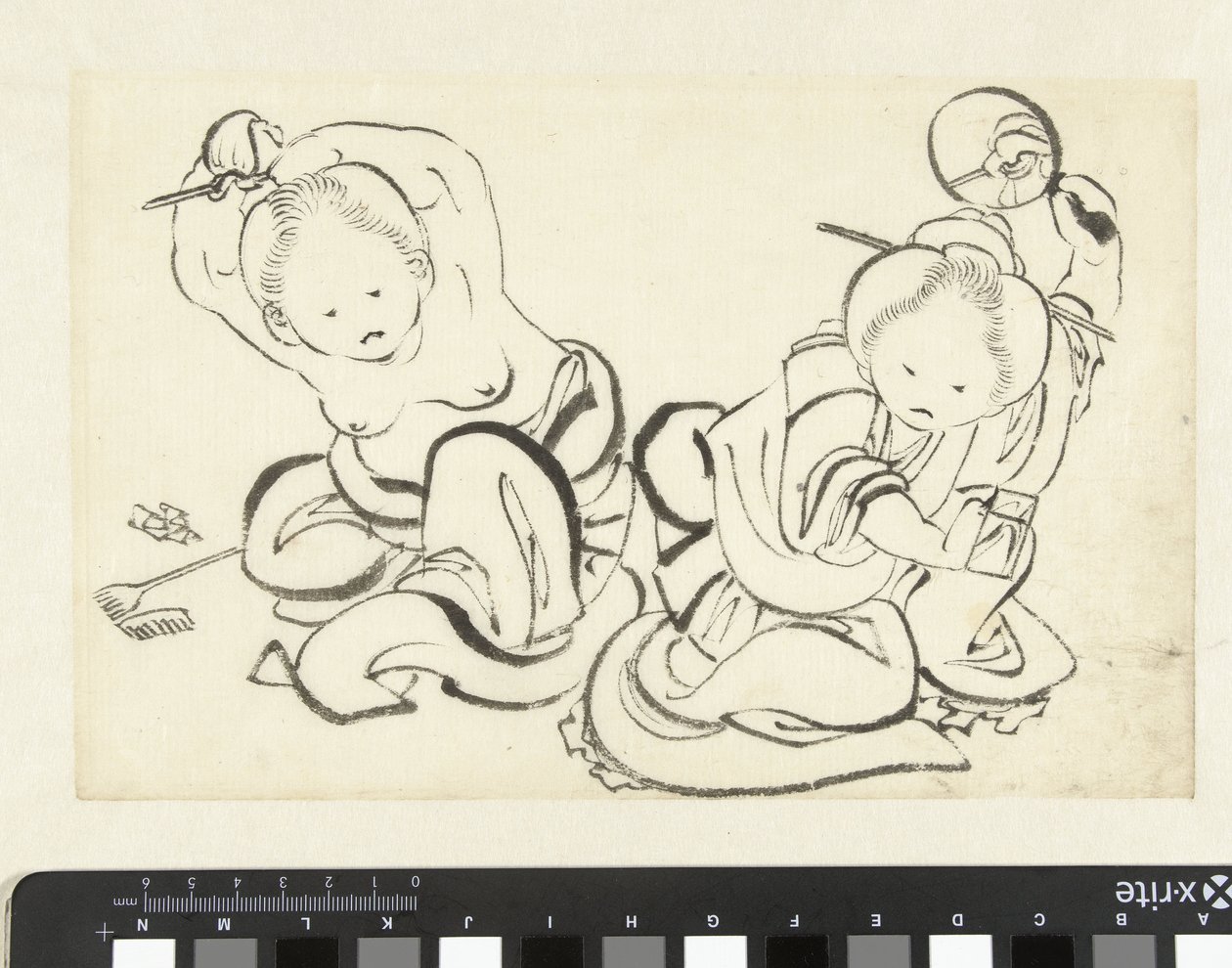 Dues dones fent-se els cabells tekijältä attributed to Katsushika Hokusai