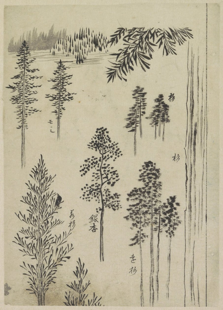 Maisema puiden kanssa tekijältä Katsushika Hokusai (possibly)