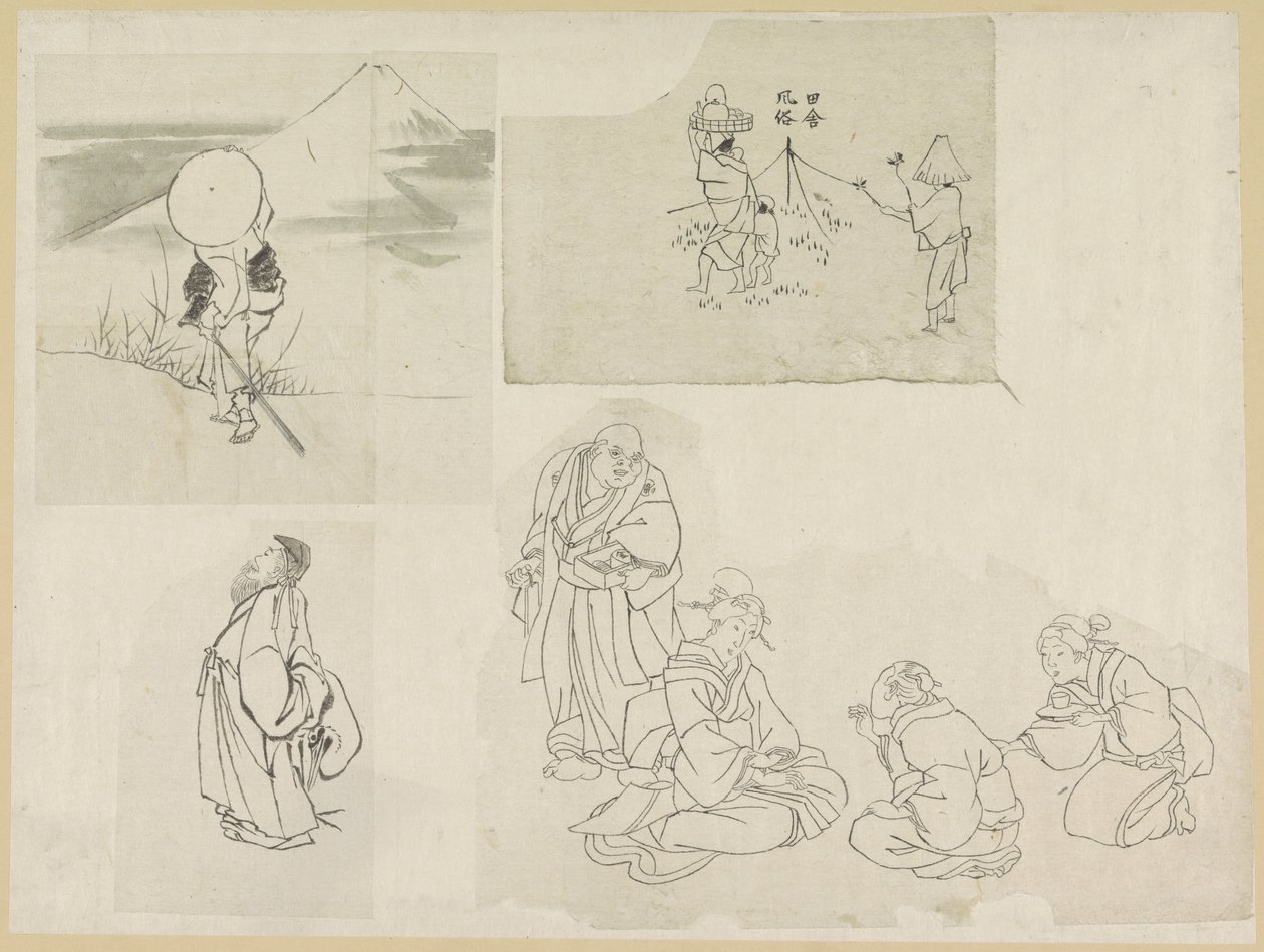 Neljä kohtausta erilaisilla hahmoilla tekijältä Katsushika Hokusai (possibly)