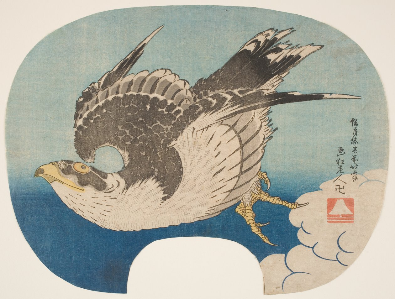 A Hawk in Flight, n. 1840 (puukiviprintti) tekijältä Katsushika Hokusai