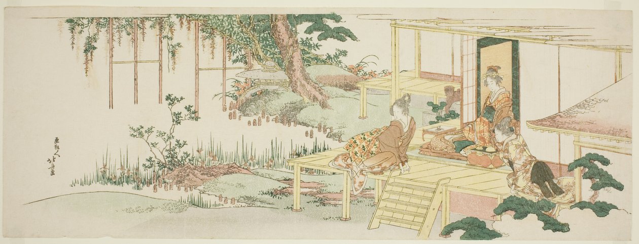 Wisteriaa ihailemassa tekijältä Katsushika Hokusai