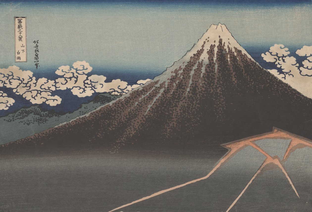 Rainstorm Beeath the Summitin jälkeen tekijältä Katsushika Hokusai