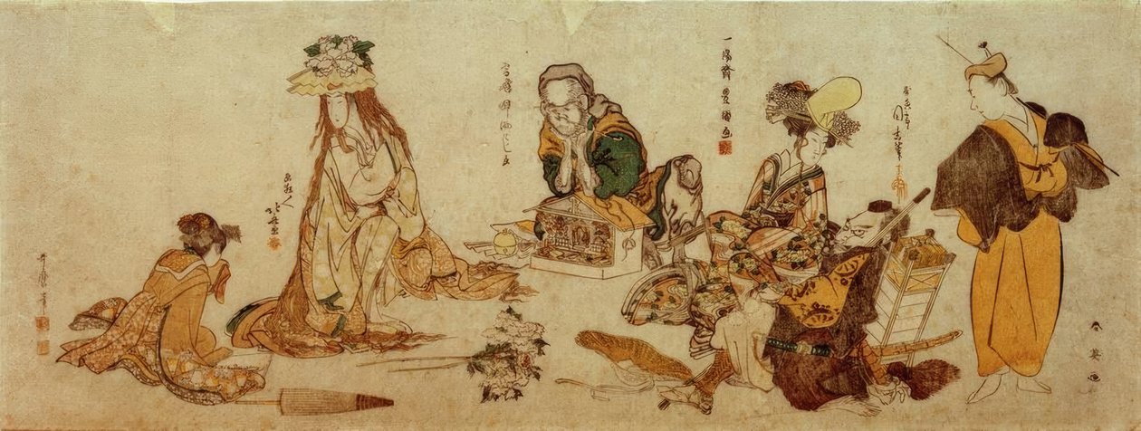Anspielungen auf Kabuki-Tänze tekijältä Katsushika Hokusai